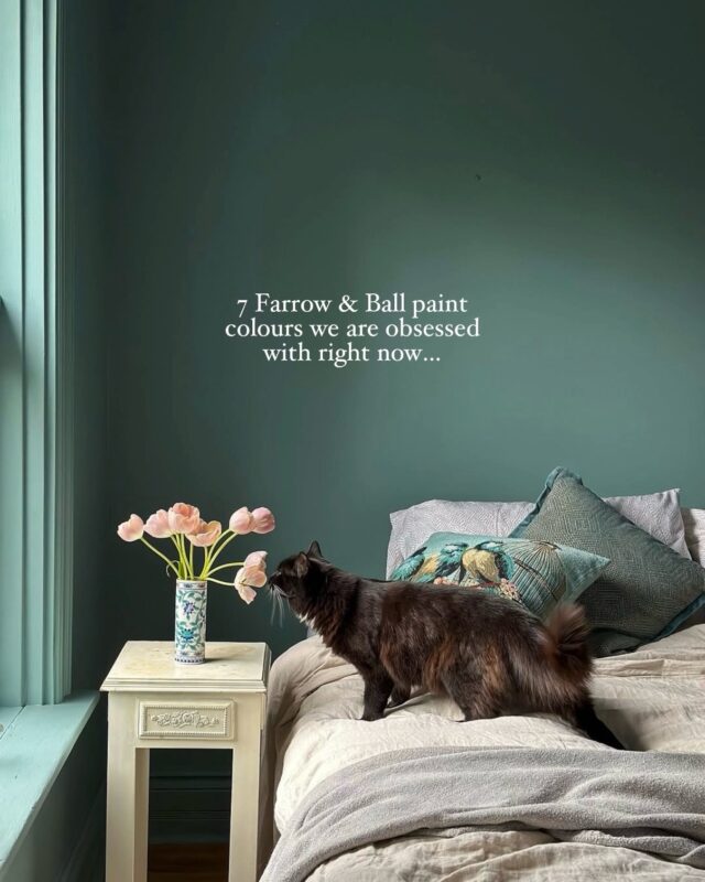 Picking paint colours can be hard work! So to make life easier here are some of our current favourites from @farrowandball. 🎨Photo credits in order of appearance:1. Oval Room Blue by @suzypuss632. Sudbury Yellow cabinets by @uns.hobbs_interiors, photography by @boz_gagovski
3. Pigeon by @alisonandersoninteriors, photography by @annastathakiphoto4. Pointing by @rachael_gowdridge, photography by @horwoodphoto5. Vert De Terre by @mattgc6. Off Black stairs, Drop Cloth panelling and Au Lait walls by @vincent_the_house. Photo by @chrispughphoto.